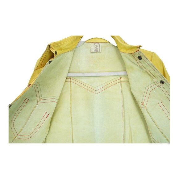 Vintage 70`s MIURA Yellow LEATHER Jacket Size Large Made in England Hard to Find - Picture 11 of 15
